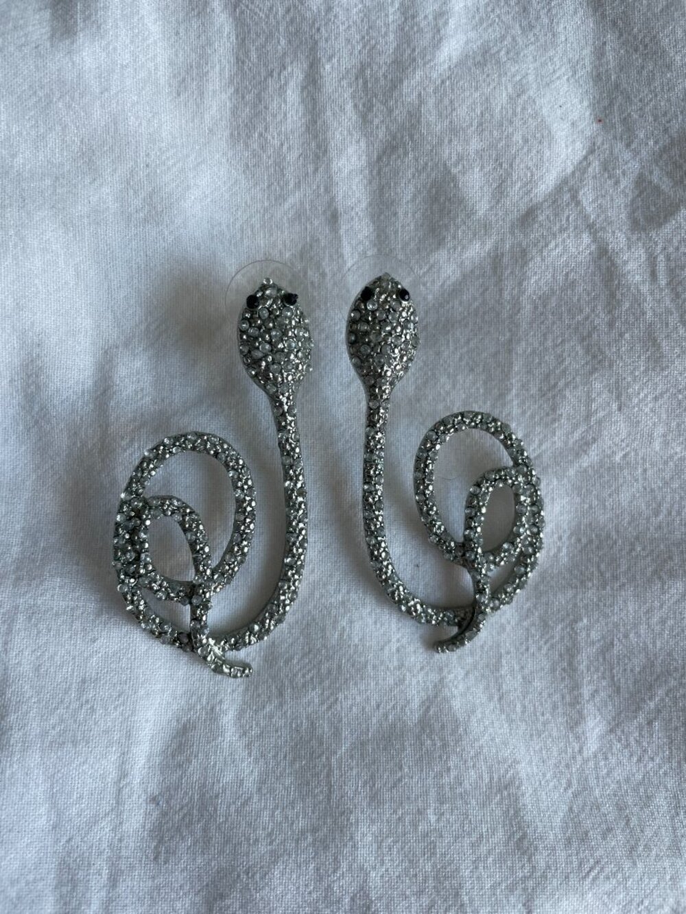 ASOS Rhinestone Snake Earrings, Silver, OS